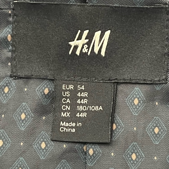 H&M Mens Black Blazer Sport Coat Two Button Jacket Corduroy Casual Suits Sz 44 - Picture 12 of 12